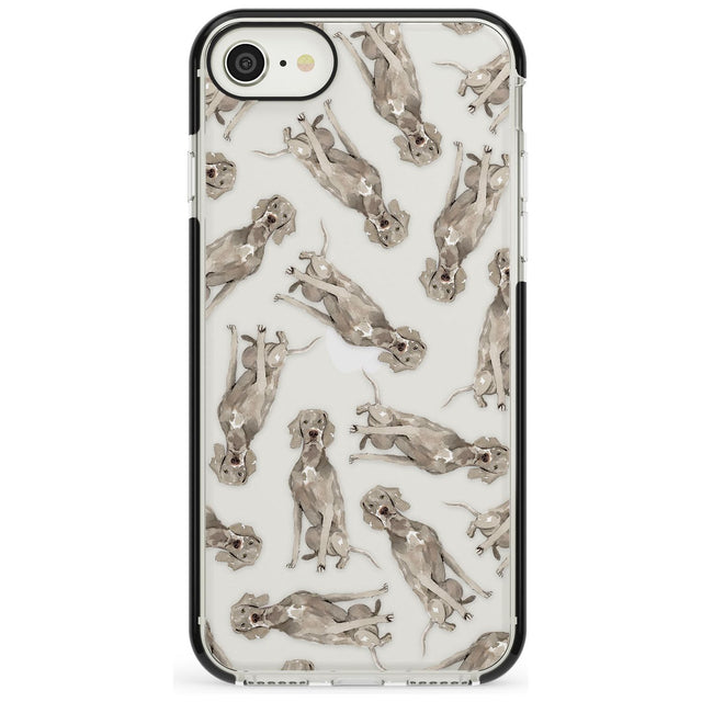 Weimaraner Watercolour Dog Pattern Black Impact Phone Case for iPhone SE 8 7 Plus