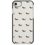 . Basset Hound Dog Pattern Clear Black Impact Phone Case for iPhone SE 8 7 Plus