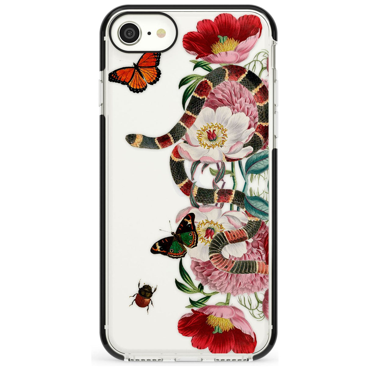 Floral Snake Pink Fade Impact Phone Case for iPhone SE 8 7 Plus