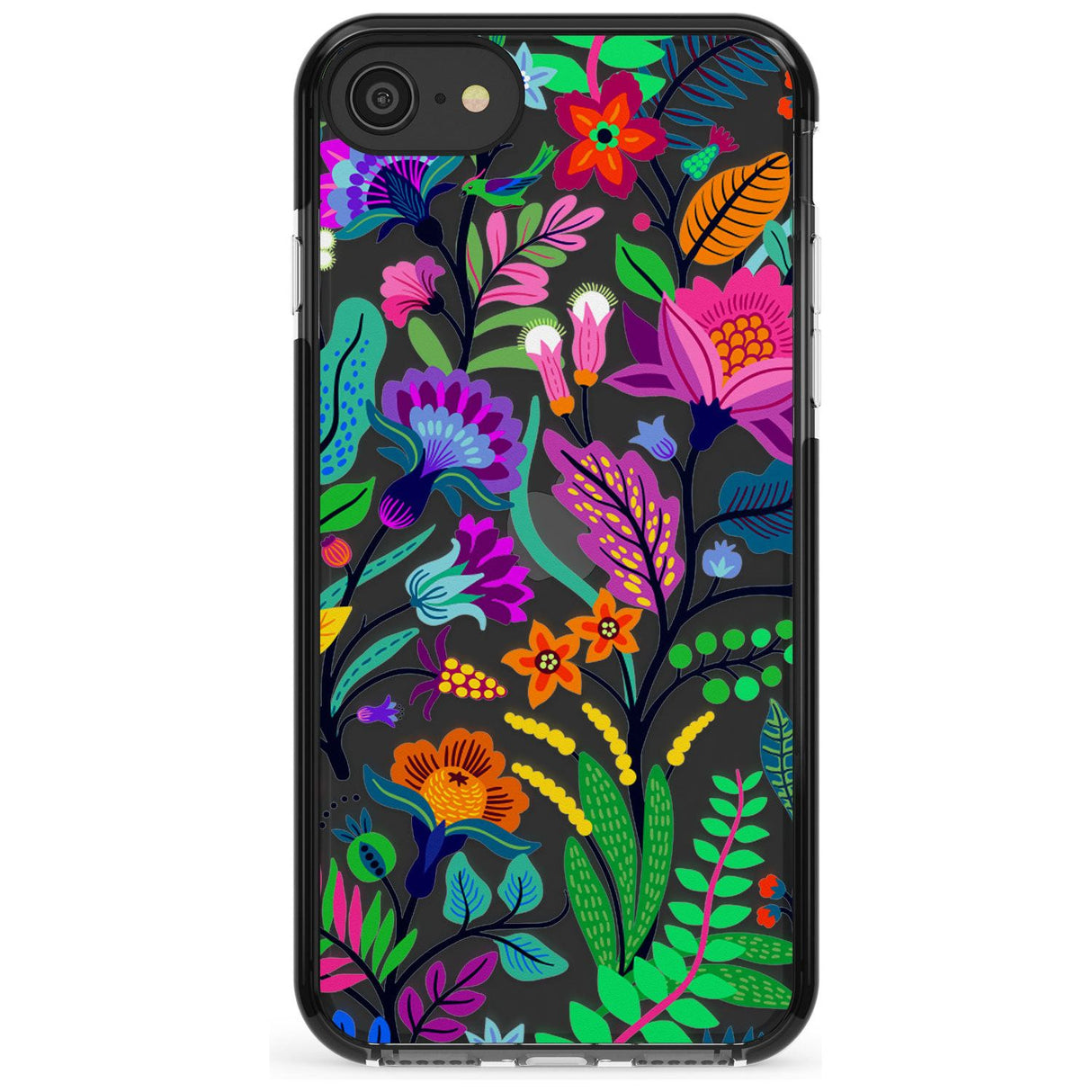 Floral Vibe Black Impact Phone Case for iPhone SE 8 7 Plus