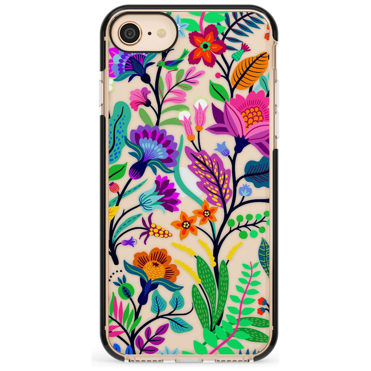 Floral Vibe Black Impact Phone Case for iPhone SE 8 7 Plus