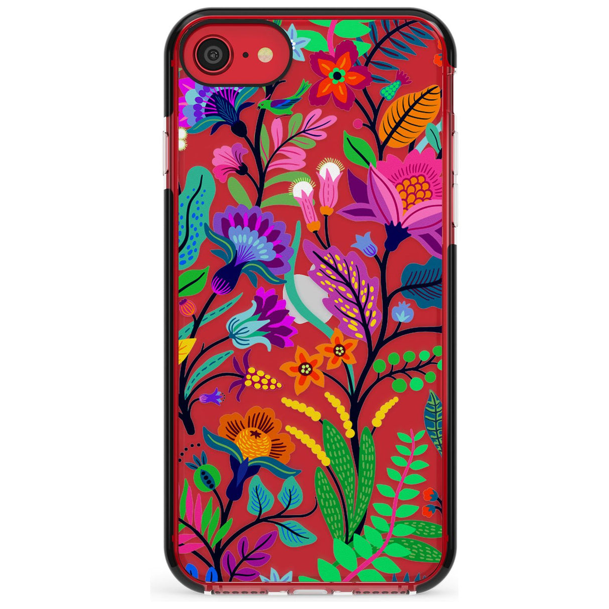 Floral Vibe Black Impact Phone Case for iPhone SE 8 7 Plus