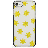 Daffodils Transparent Pattern Black Impact Phone Case for iPhone SE 8 7 Plus