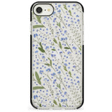 Blue Wild Flower Design Black Impact Phone Case for iPhone SE 8 7 Plus