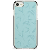 Blue Leaves Vintage Botanical Black Impact Phone Case for iPhone SE 8 7 Plus