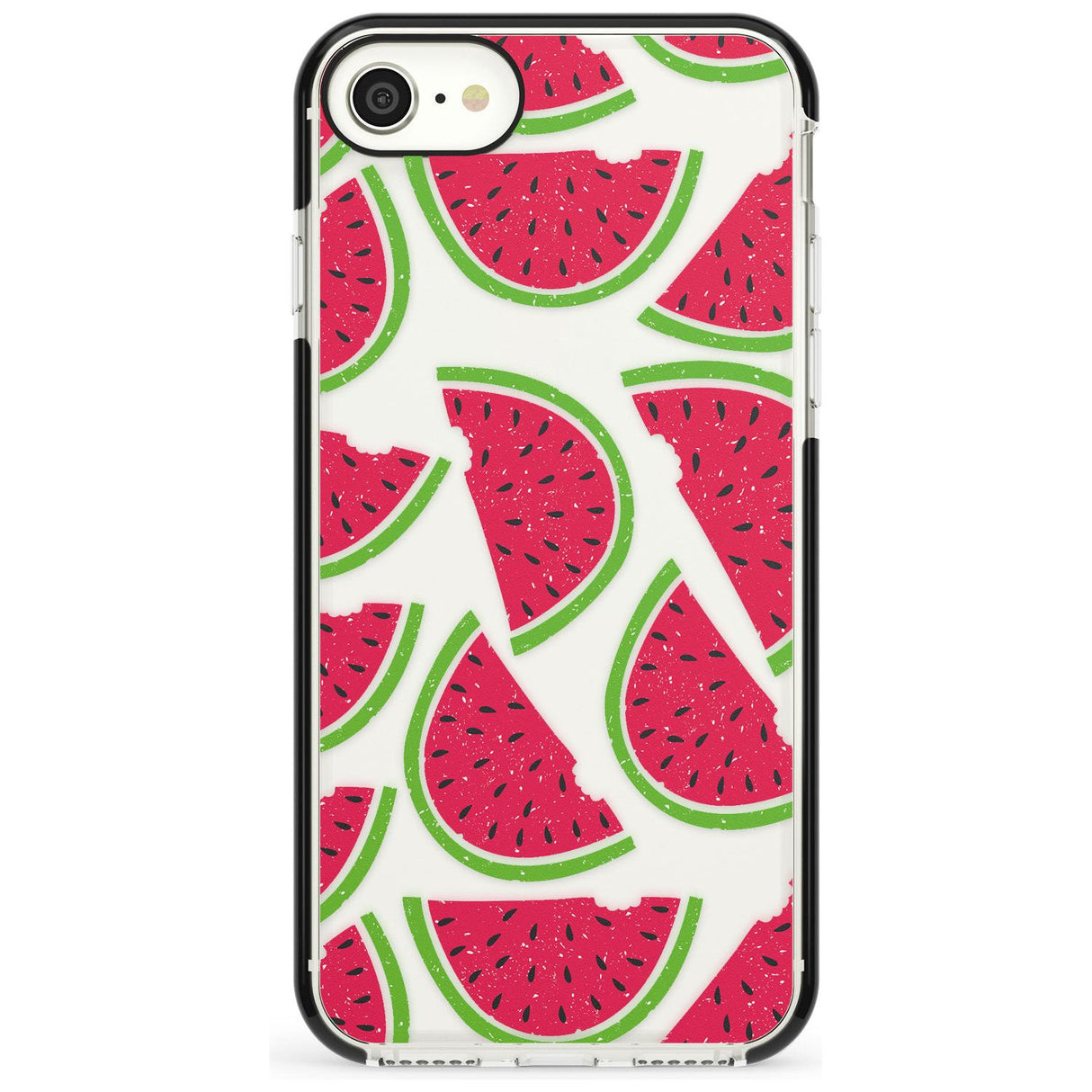 Watermelon Pattern Black Impact Phone Case for iPhone SE 8 7 Plus