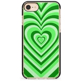 Green Heart Illusion Black Impact Phone Case for iPhone SE 8 7 Plus