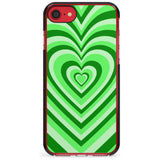 Green Heart Illusion Black Impact Phone Case for iPhone SE 8 7 Plus