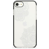 White Henna Florals Black Impact Phone Case for iPhone SE 8 7 Plus