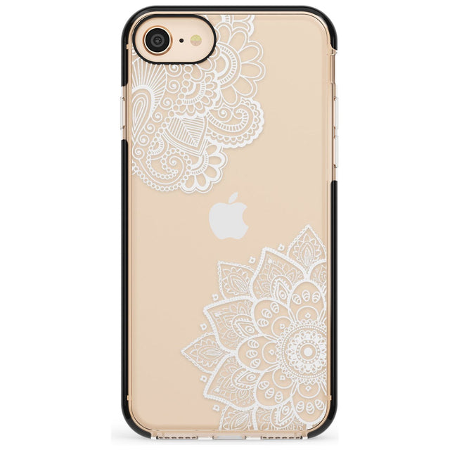 White Henna Florals Black Impact Phone Case for iPhone SE 8 7 Plus