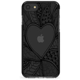 Black Henna Heart Black Impact Phone Case for iPhone SE 8 7 Plus