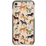 Horse Pattern Black Impact Phone Case for iPhone SE 8 7 Plus