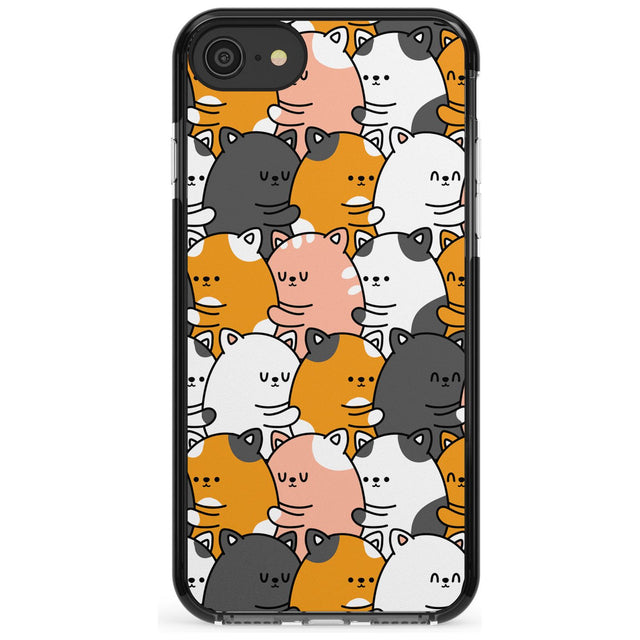 Spooning Cats Kawaii Pattern Black Impact Phone Case for iPhone SE 8 7 Plus