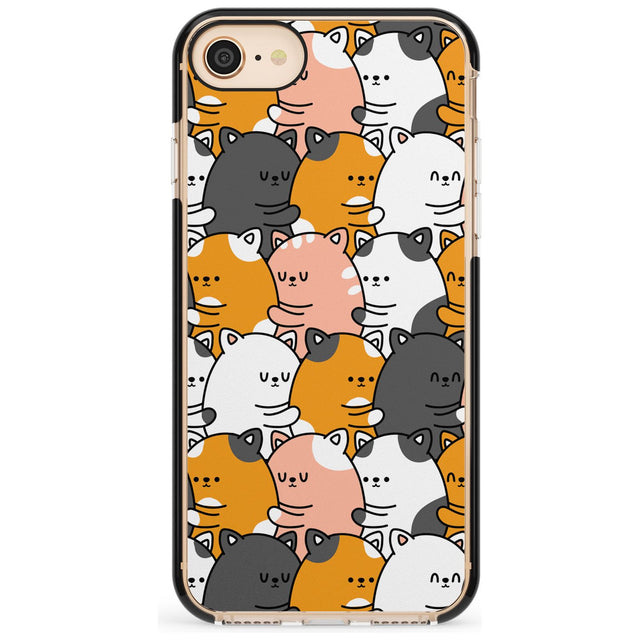 Spooning Cats Kawaii Pattern Black Impact Phone Case for iPhone SE 8 7 Plus