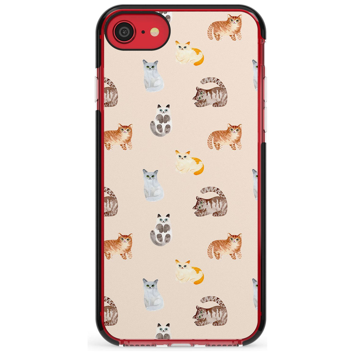 Cute Cat Pattern Pink Fade Impact Phone Case for iPhone SE 8 7 Plus