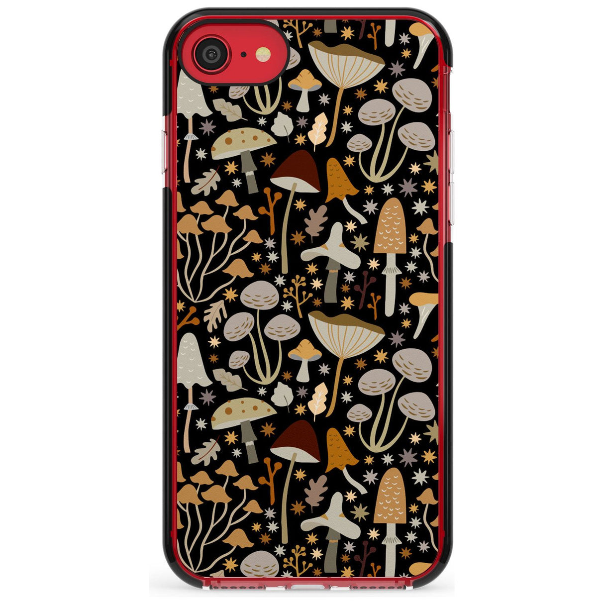 Sentimental Mushrooms Pattern Black Impact Phone Case for iPhone SE 8 7 Plus