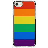 Rainbow Stripes Black Impact Phone Case for iPhone SE 8 7 Plus