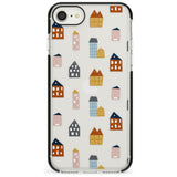 Cute Scandinavian Buildings Black Impact Phone Case for iPhone SE 8 7 Plus