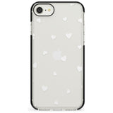 White Hearts Pattern Black Impact Phone Case for iPhone SE 8 7 Plus