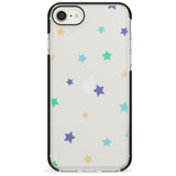 White Stars Pattern Black Impact Phone Case for iPhone SE 8 7 Plus