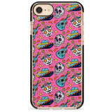 Pink Day of The Dead Pattern Black Impact Phone Case for iPhone SE 8 7 Plus