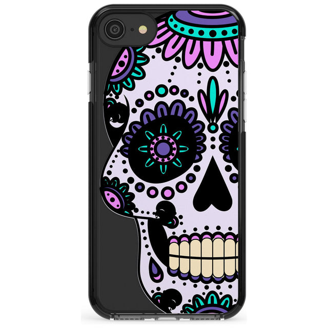 Violet Sugar Skull Black Impact Phone Case for iPhone SE 8 7 Plus