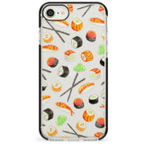 Sushi & Chopsticks Watercolour Pattern Black Impact Phone Case for iPhone SE 8 7 Plus