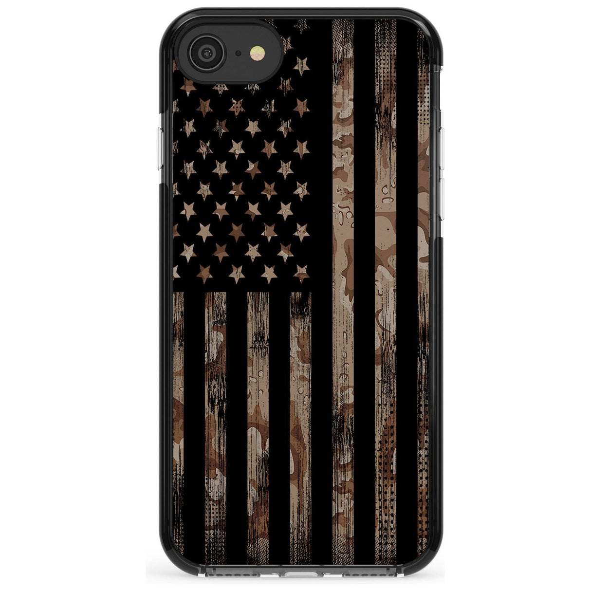 Desert Camo US Flag Black Impact Phone Case for iPhone SE 8 7 Plus