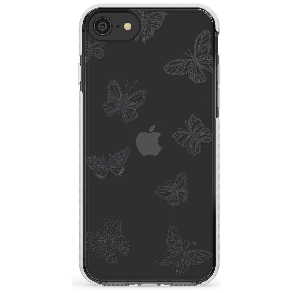 Grey Butterfly Line Pattern Impact Phone Case for iPhone SE 8 7 Plus