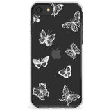 White Butterfly Line Pattern Impact Phone Case for iPhone SE 8 7 Plus