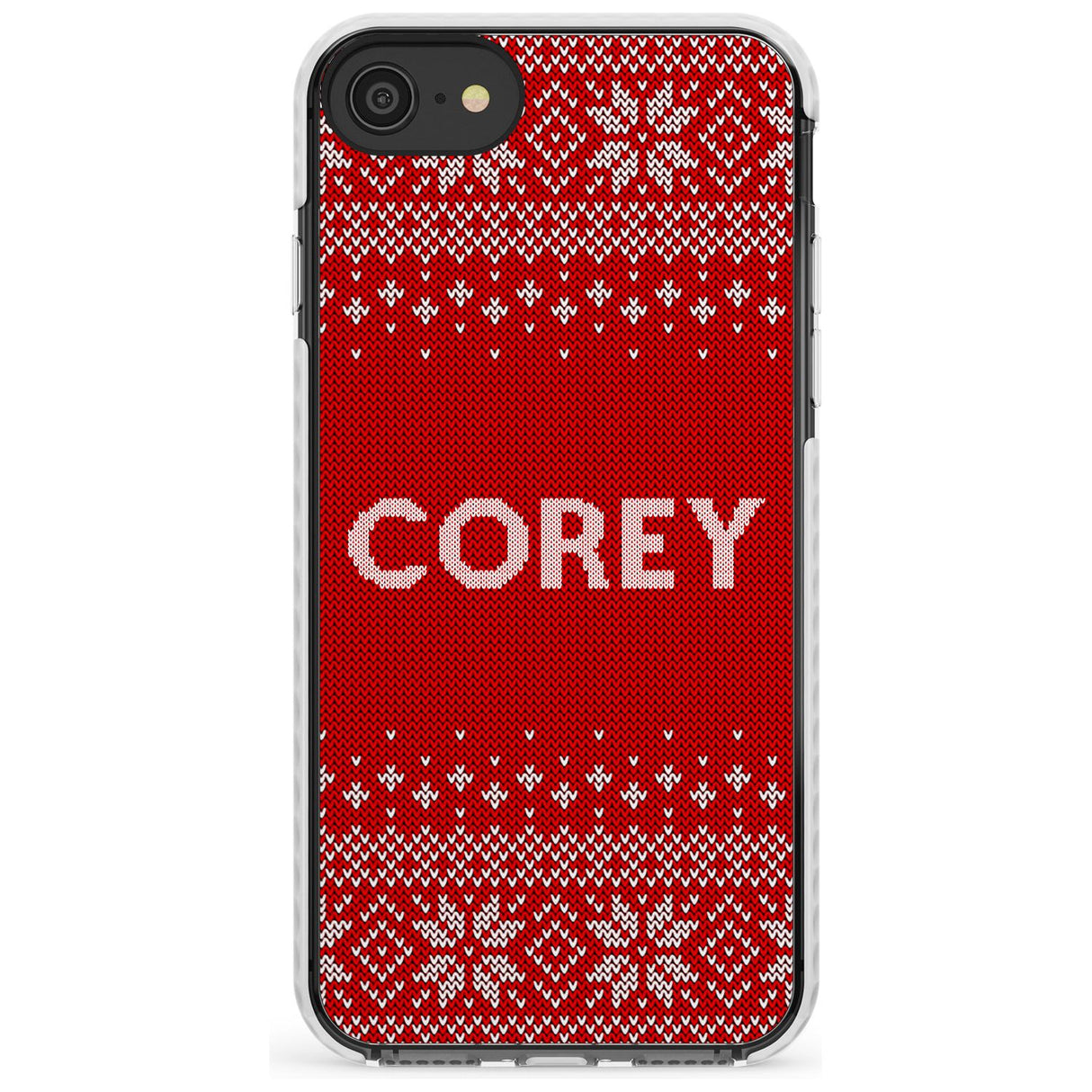 Personalised Red Christmas Knitted Jumper Impact Phone Case for iPhone SE 8 7 Plus