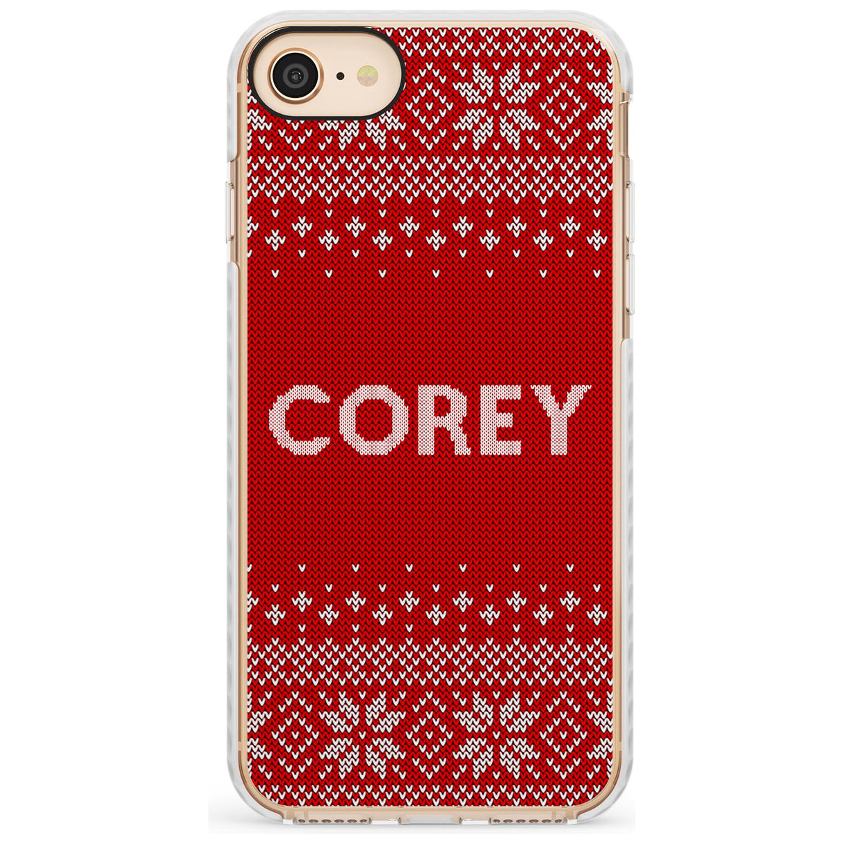 Personalised Red Christmas Knitted Jumper Impact Phone Case for iPhone SE 8 7 Plus