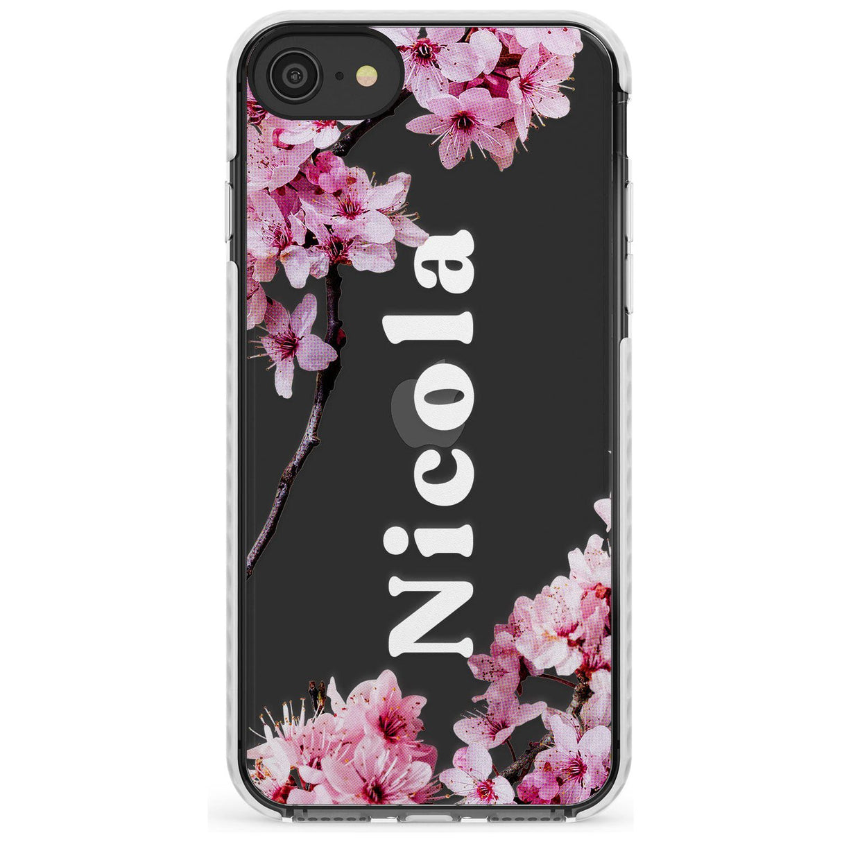 Cherry Blossoms with Custom Text Slim TPU Phone Case for iPhone SE 8 7 Plus