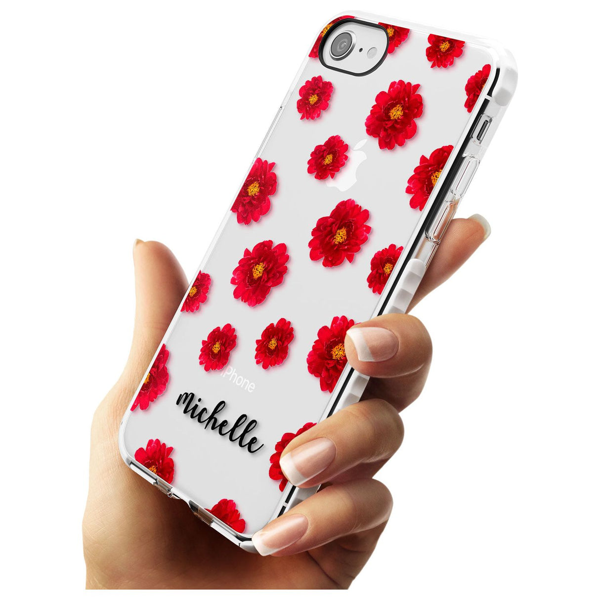 Red Peonies & Cursive iPhone Case   Custom Phone Case - Case Warehouse