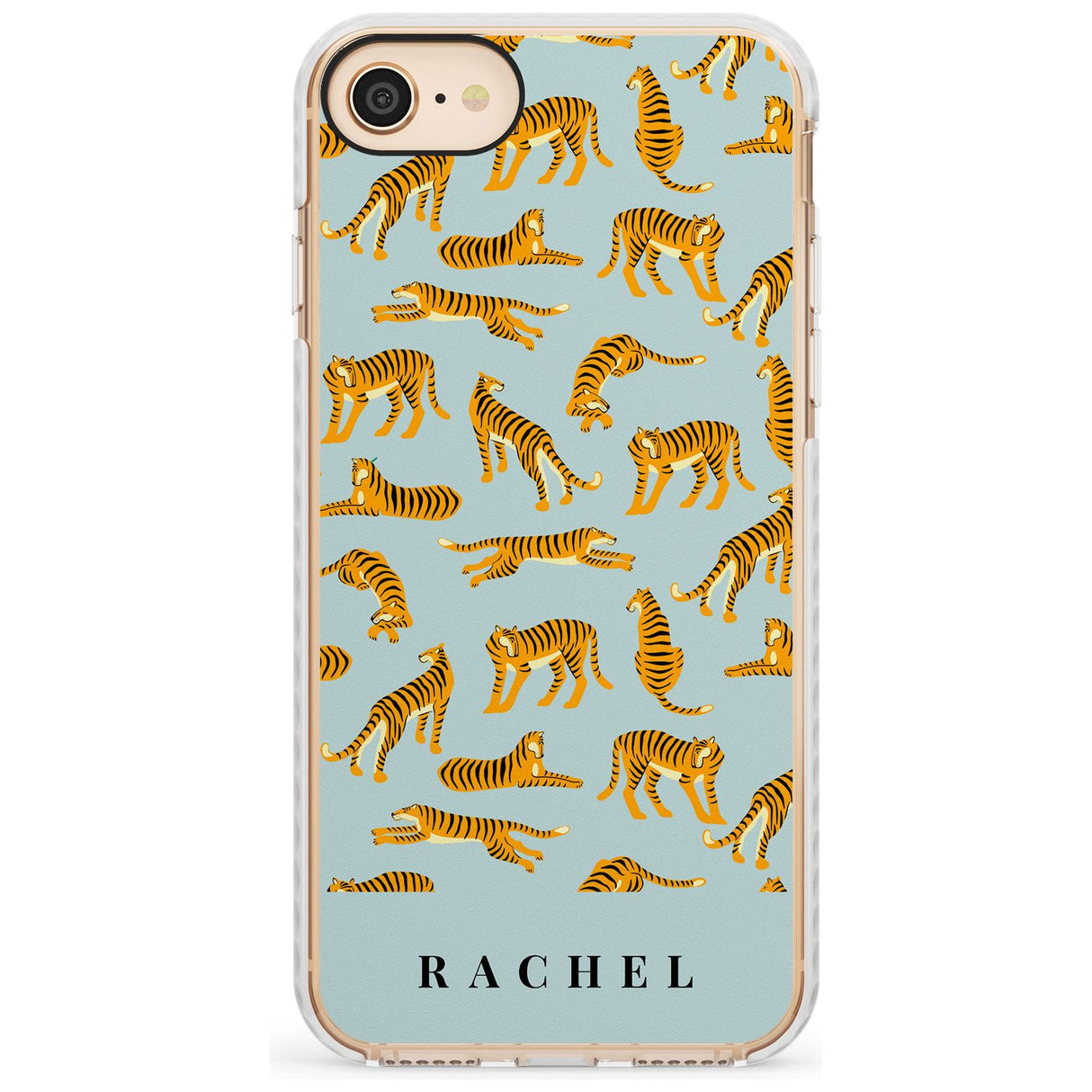 Personalised Tiger Pattern: Turquoise Slim TPU Phone Case for iPhone SE 8 7 Plus