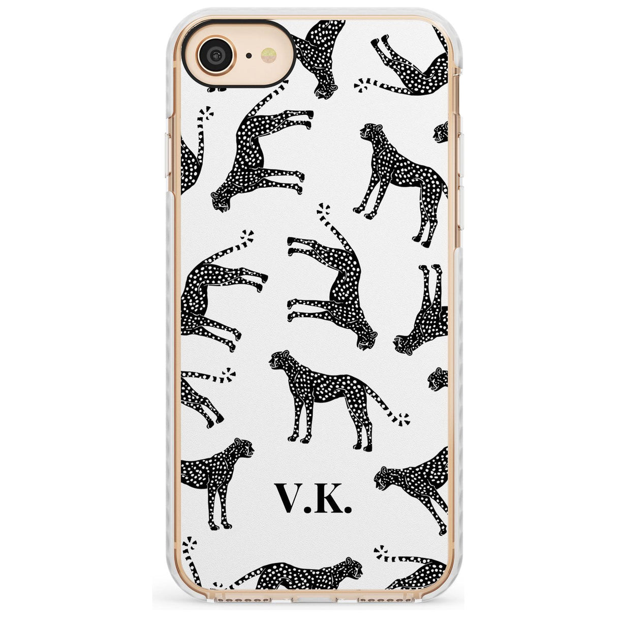 Personalised Cheetah Pattern: Black & White Slim TPU Phone Case for iPhone SE 8 7 Plus