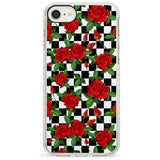 Checkered Pattern & Red Roses Impact Phone Case for iPhone SE 8 7 Plus