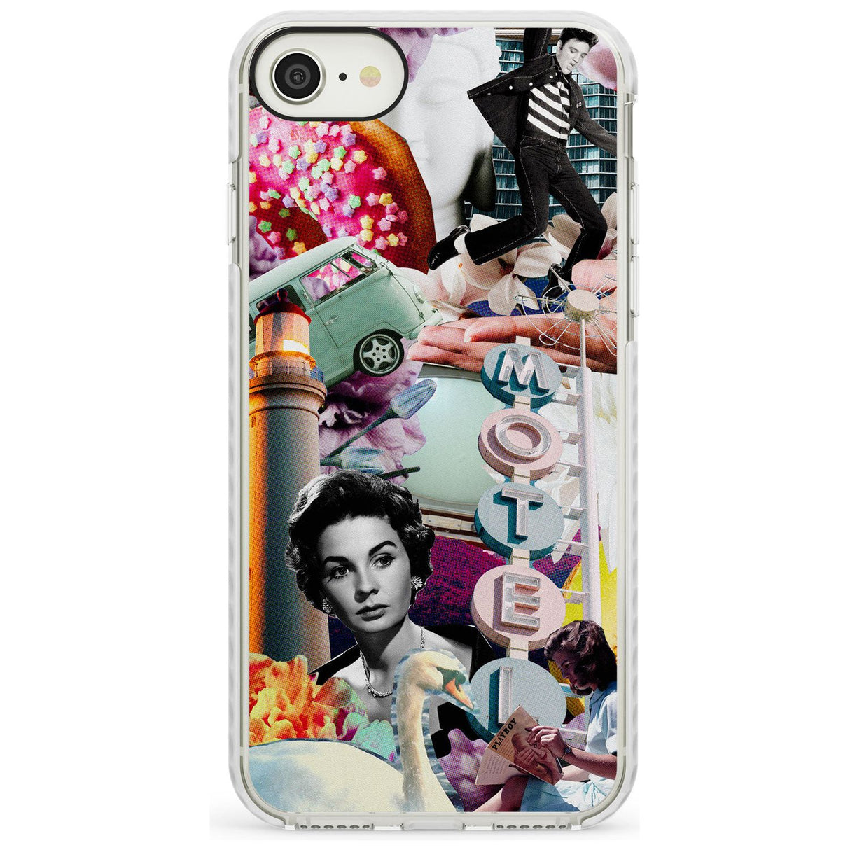 Vintage Collage: Retro Motel Impact Phone Case for iPhone SE 8 7 Plus