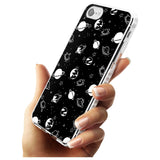 White Planets on Black Slim TPU Phone Case for iPhone SE 8 7 Plus