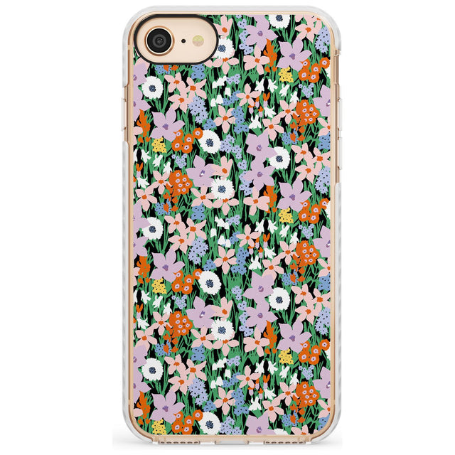 Jazzy Floral Mix: Solid Slim TPU Phone Case for iPhone SE 8 7 Plus