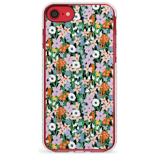 Jazzy Floral Mix: Solid Slim TPU Phone Case for iPhone SE 8 7 Plus