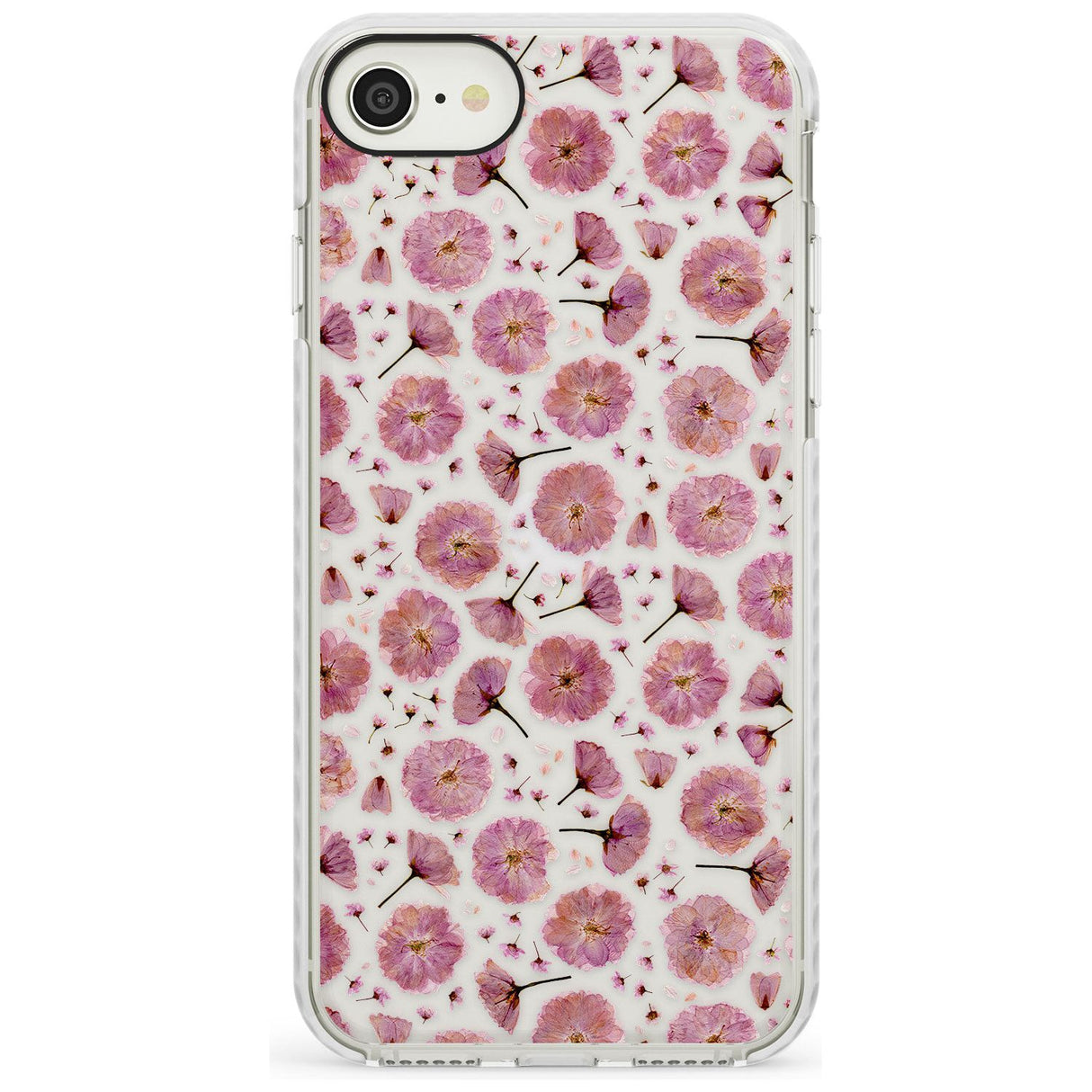 Pink Flowers & Blossoms Transparent Design Impact Phone Case for iPhone SE 8 7 Plus