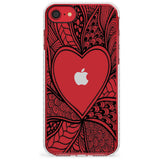 Black Henna Heart Impact Phone Case for iPhone SE 8 7 Plus