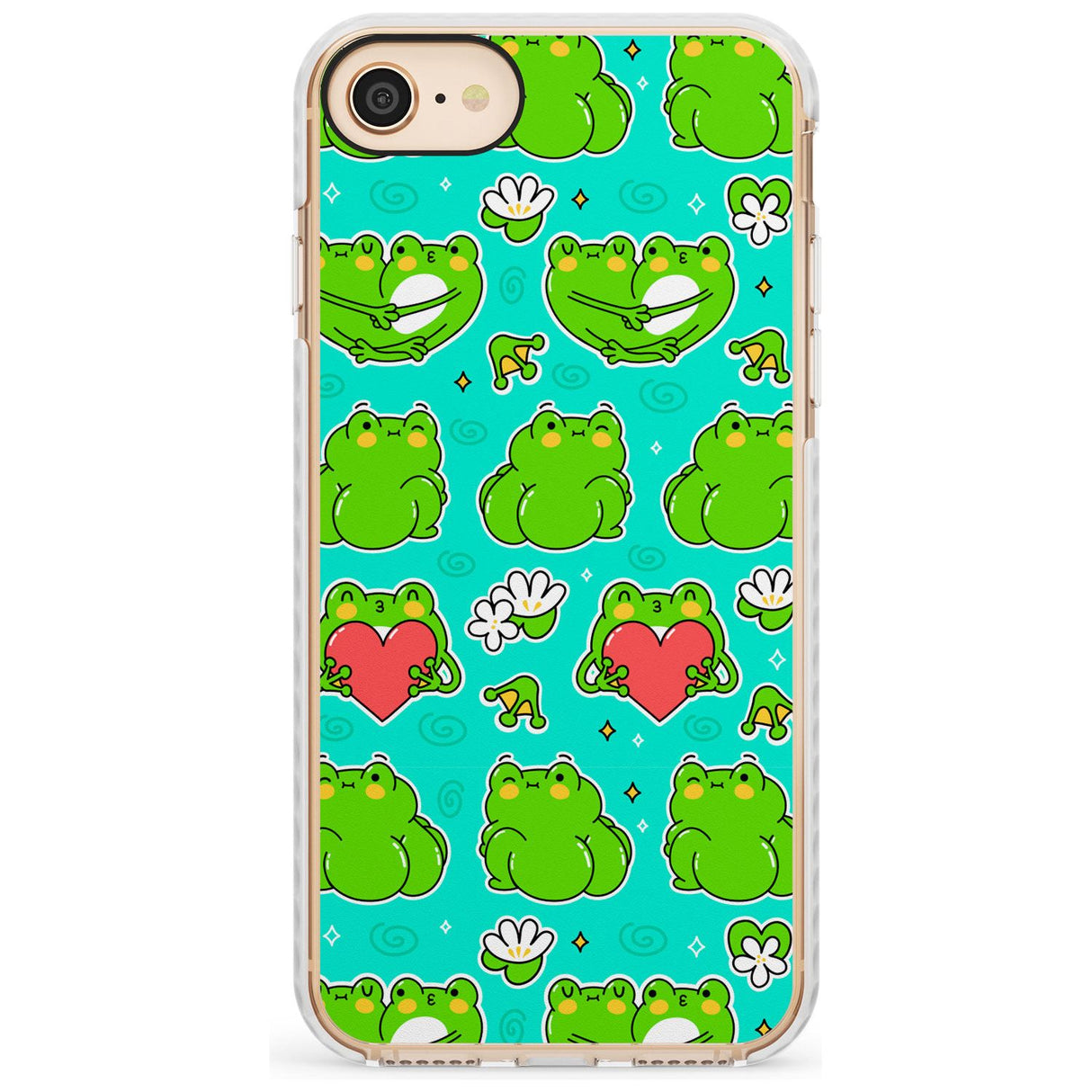 Frog Booty Kawaii Pattern Impact Phone Case for iPhone SE 8 7 Plus