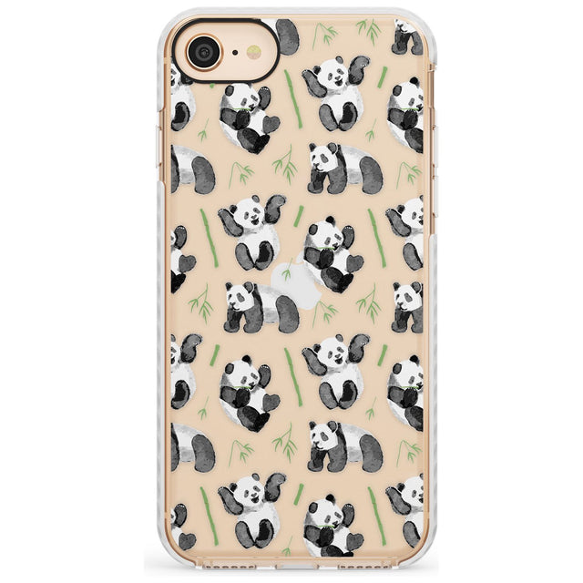 Watercolour Panda Pattern Slim TPU Phone Case for iPhone SE 8 7 Plus