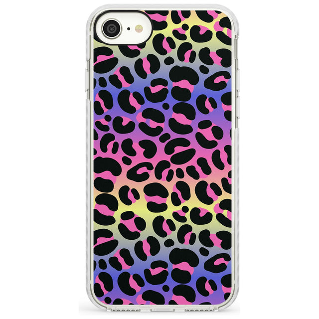 Rainbow Gradient Leopard Print Slim TPU Phone Case for iPhone SE 8 7 Plus