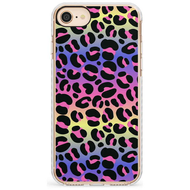 Rainbow Gradient Leopard Print Slim TPU Phone Case for iPhone SE 8 7 Plus