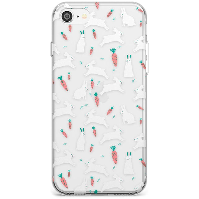 White Bunnies and Carrots Slim TPU Phone Case for iPhone SE 8 7 Plus