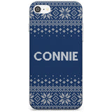 Personalised Blue Christmas Knitted Jumper Slim TPU Phone Case for iPhone SE 8 7 Plus