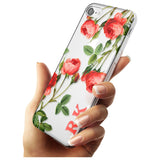 Custom Clear Vintage Floral Pink Roses Slim TPU Phone Case for iPhone SE 8 7 Plus